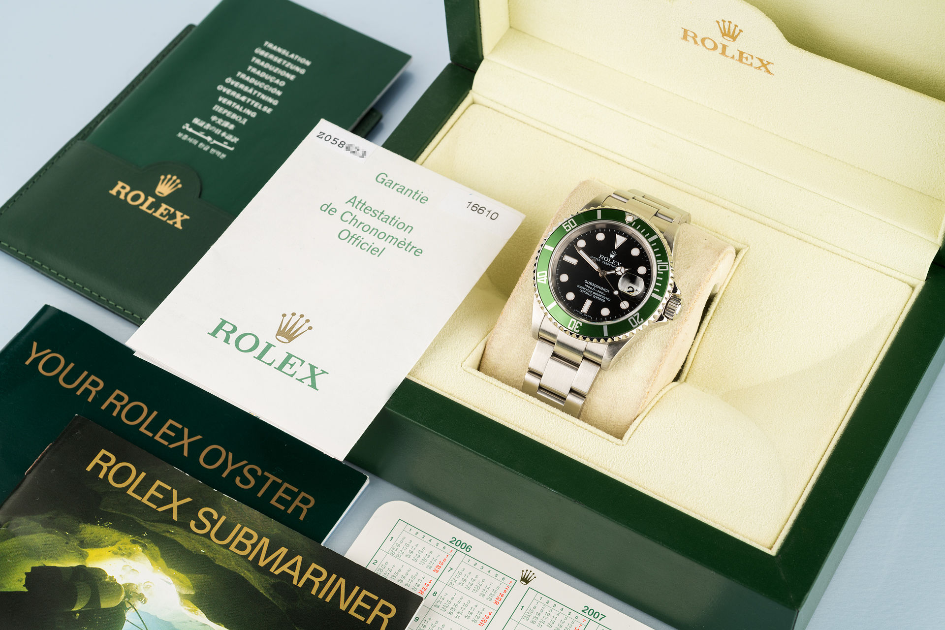 ref 16610LV | Green bezel 'Full Set' | Rolex Submariner Date