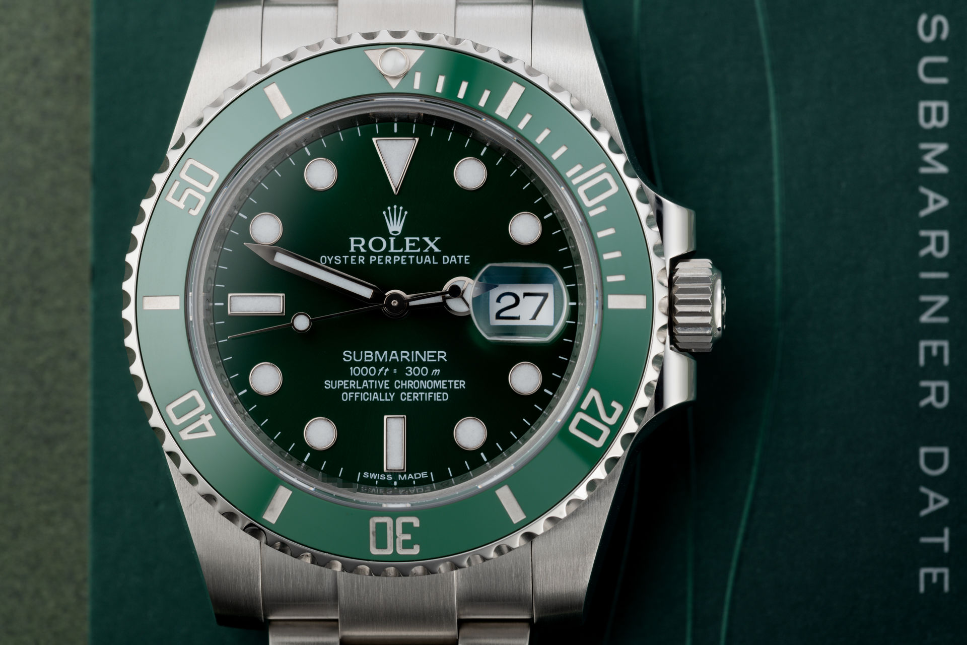 ref 116610LV | 'Hulk' Box & Certificate | Rolex Submariner Date