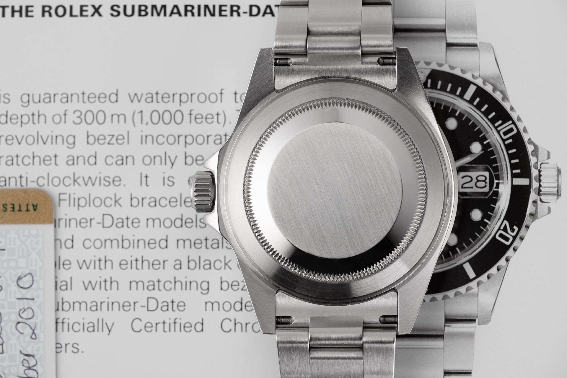 watchsteez.com – rolex submariner date 16610lv kermit unpolished w/ 2010  warranty card