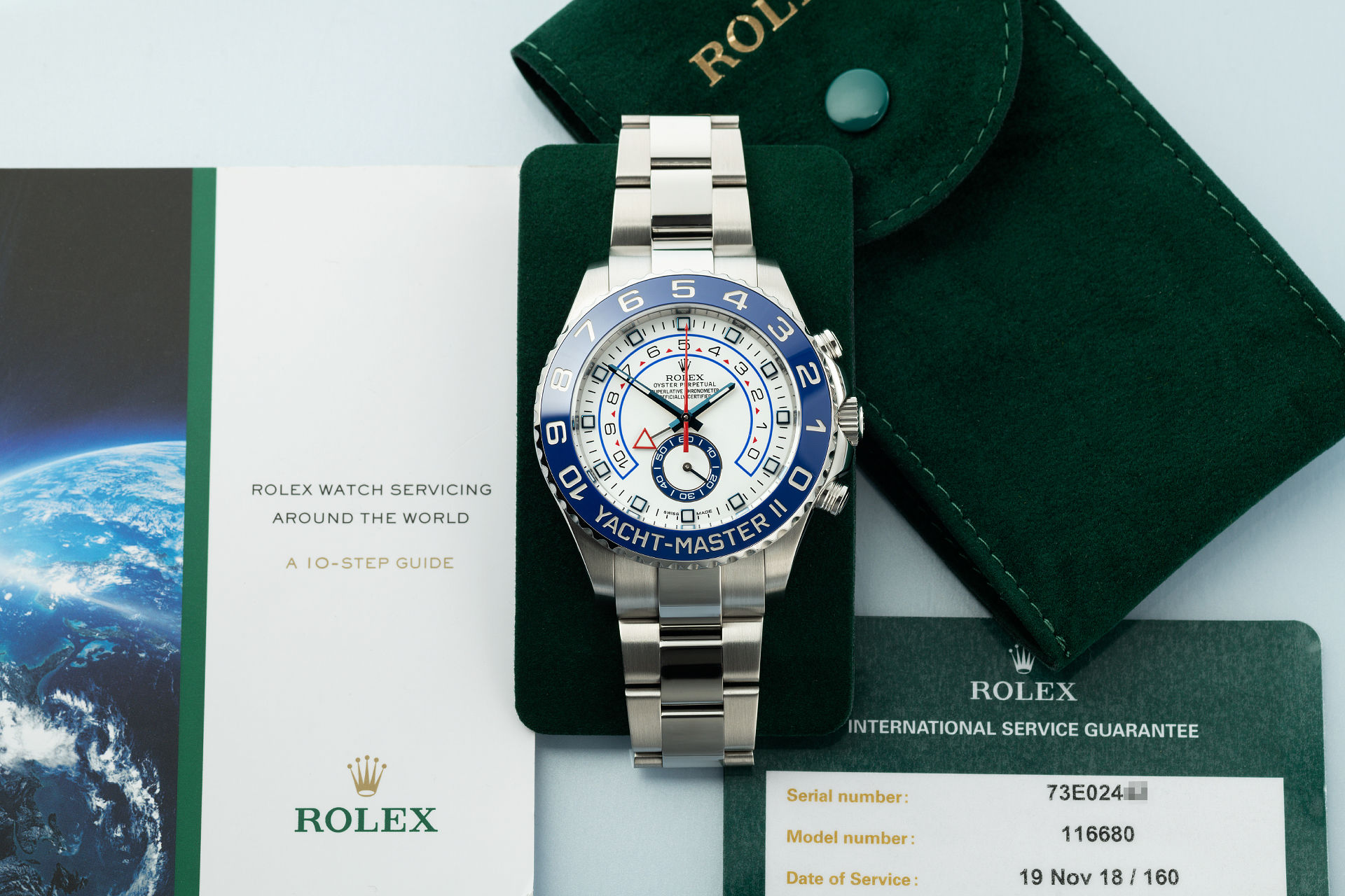 "Serviced by Rolex Nov 2018" | ref 116680 | Rolex Yacht-Master II