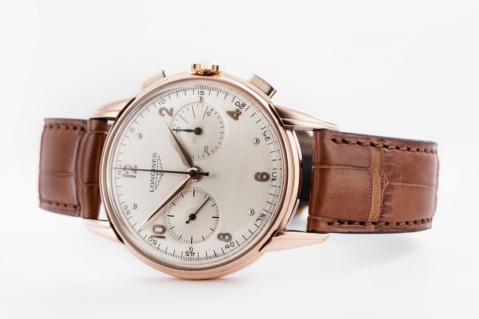 ref 5449 | Vintage 18ct Rose Gold | Longines Chronograph Flyback