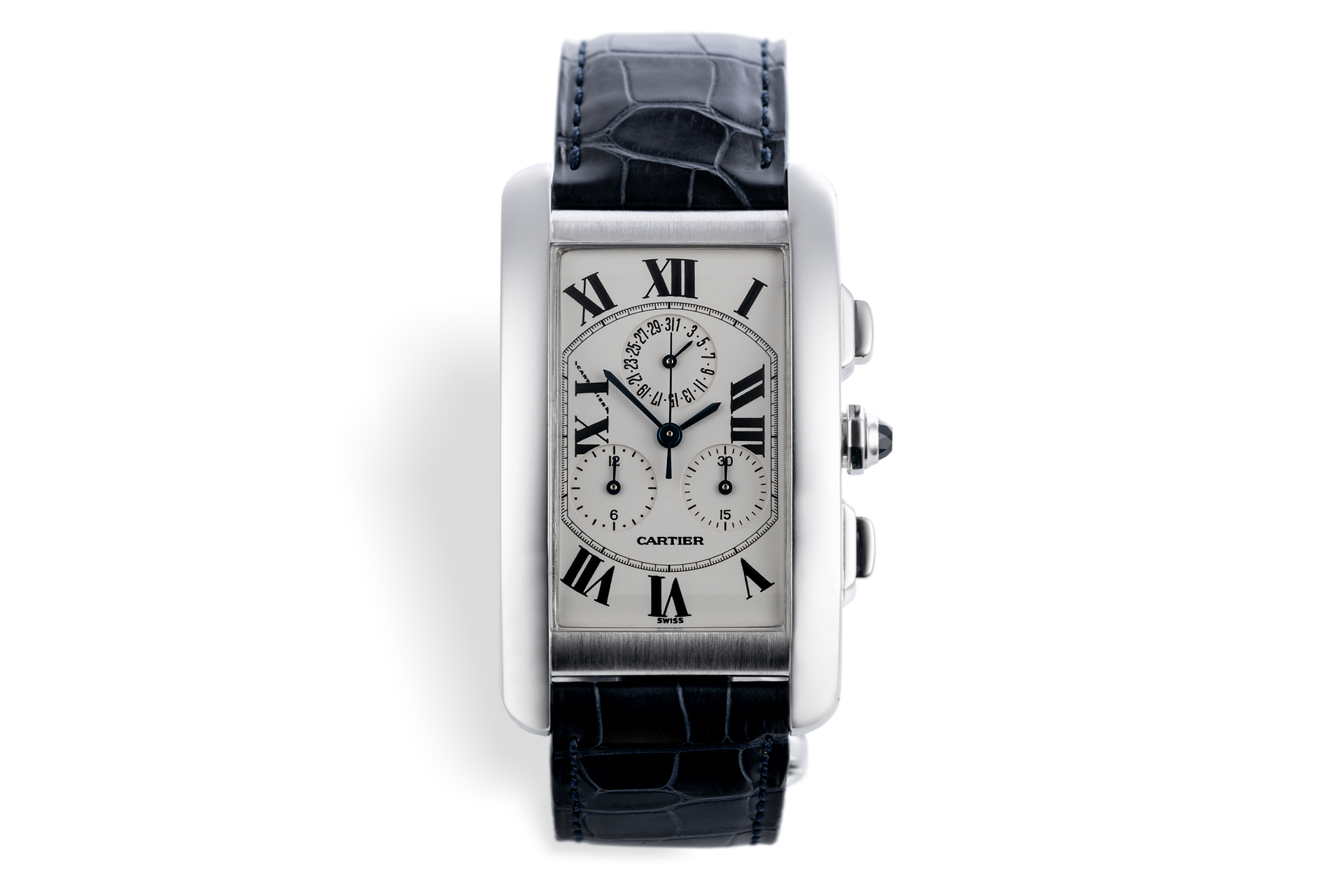 Cartier Tank Américaine Chrono-Reflex Watches | ref W2603356 | White Gold  'Chrono-Reflex' | The Watch Club