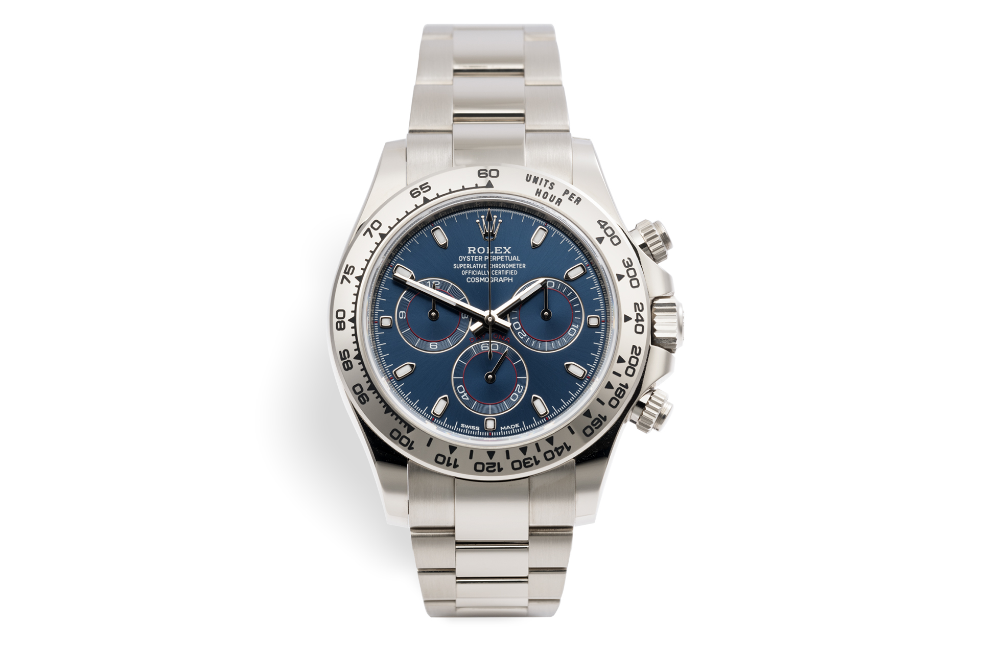 rolex daytona white gold blue face
