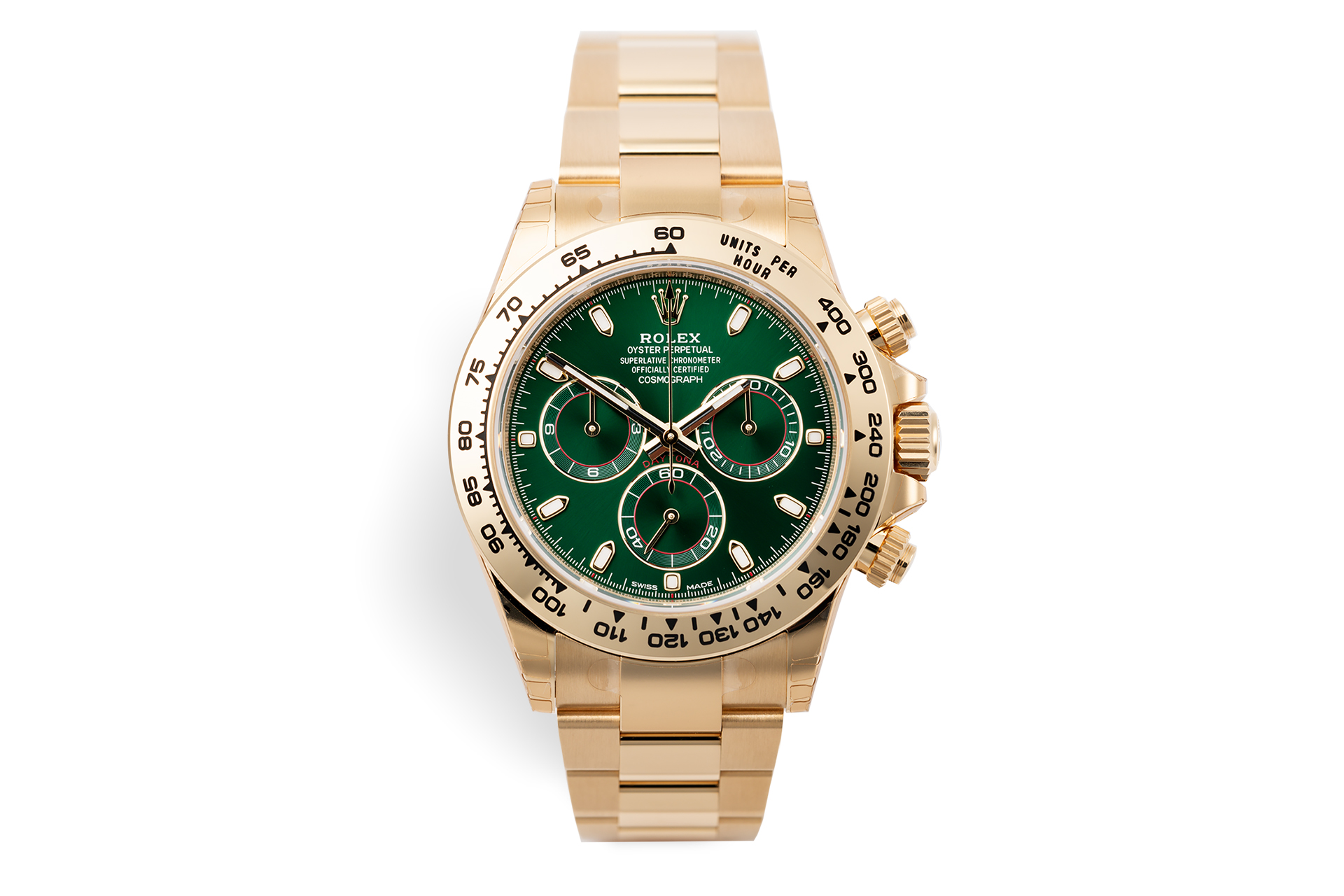 gold daytona with green face