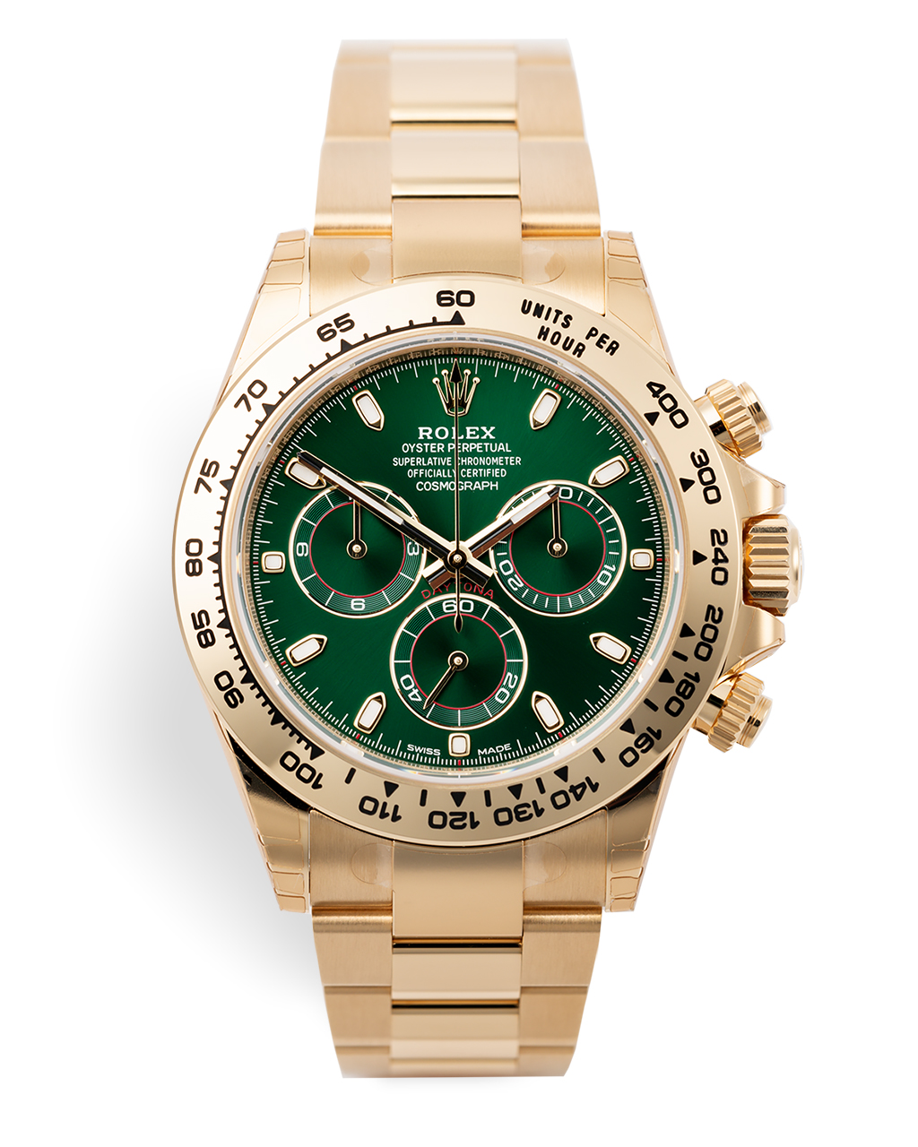 gold daytona with green dial