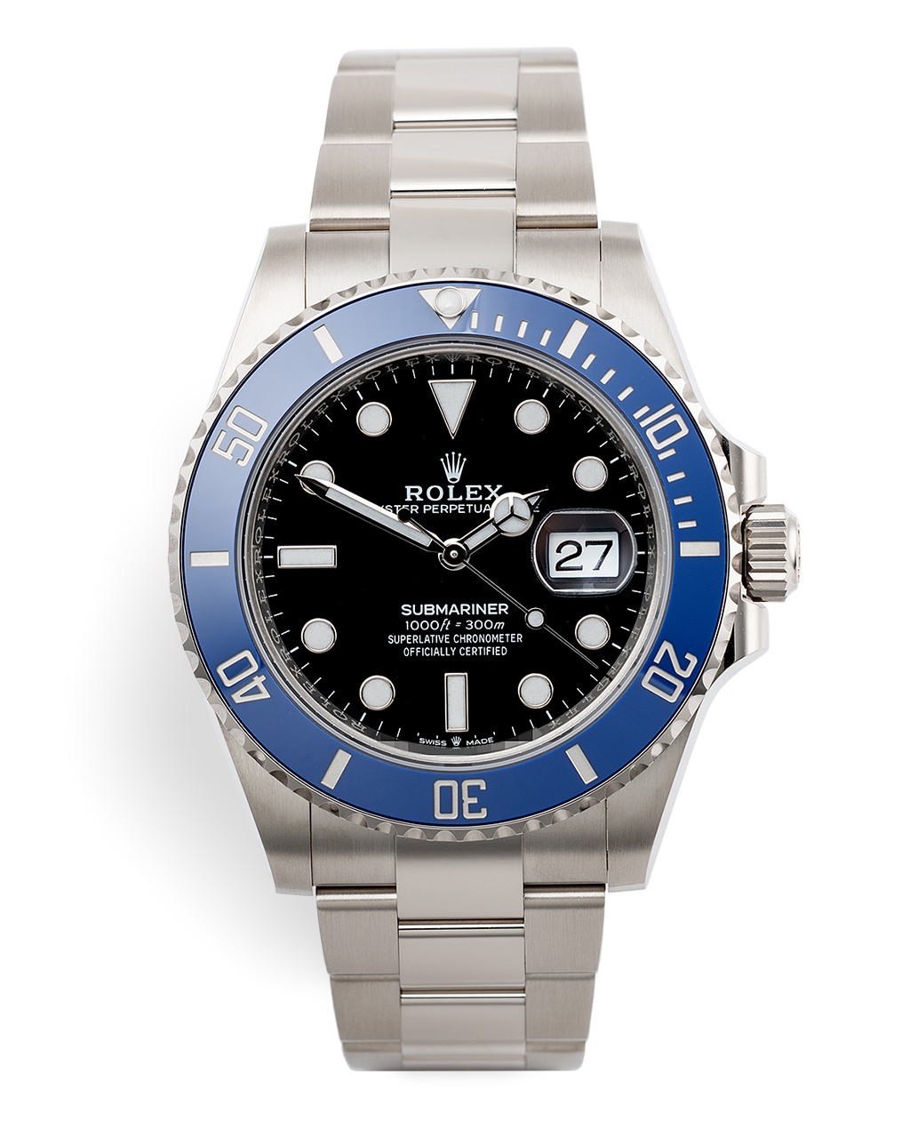 white gold rolex blue face