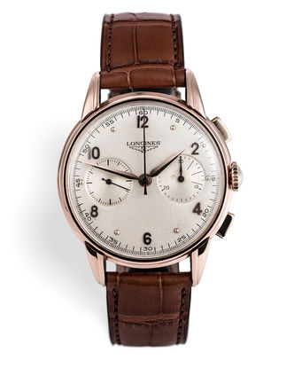 ref 5449 | Vintage 18ct Rose Gold | Longines Chronograph Flyback