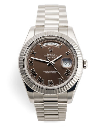 ref 218239 | Brand New - Chocolate Roman  | Rolex Day-Date II