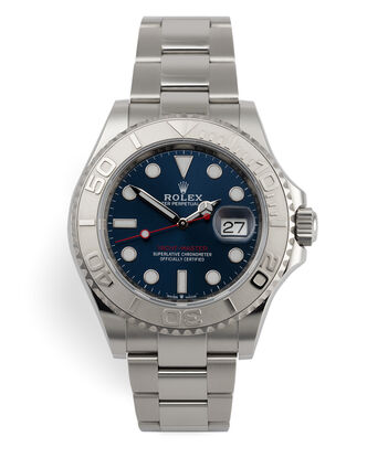 Rolex Yacht-Master 40mm Stainless Steel, Platinum Bezel, Blue Dial, Oyster Bracelet Ref. 116622 Pre-owned - NYC Luxury - Pre Owned