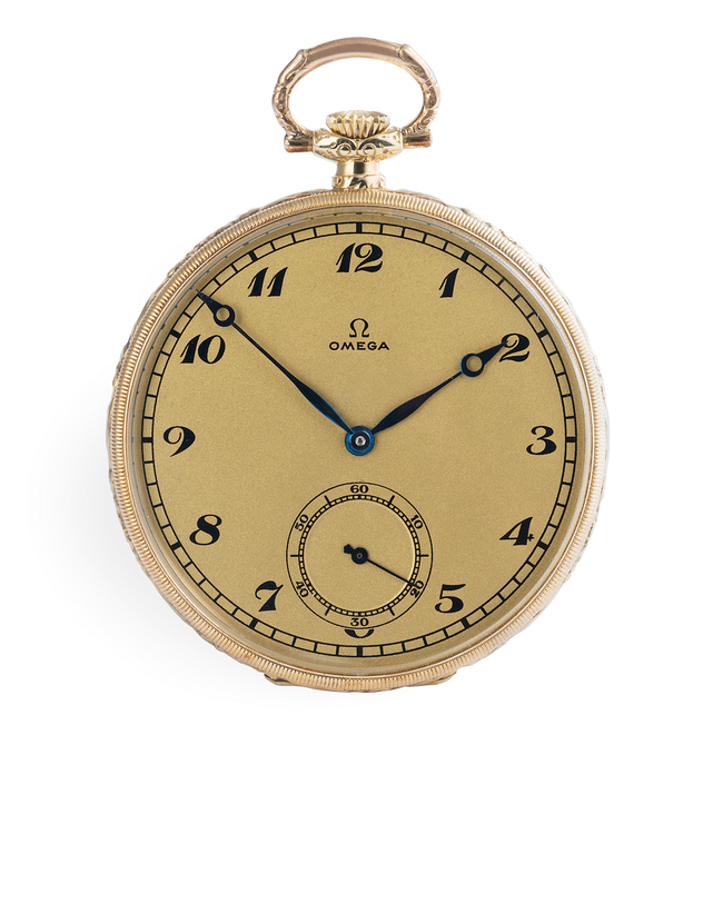 ref OK1042 | 14ct 'Frosted Dial' | Omega Pocket Watch